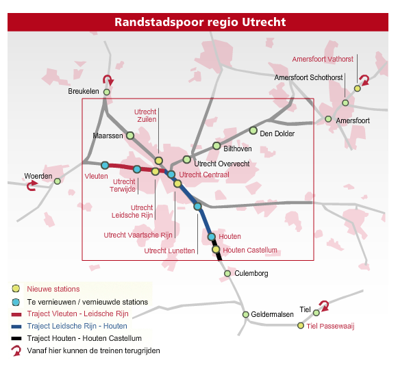 Verdubbeling van het spoor tussen: Utrecht Centraal en Vleuten: van twee naar vier sporen.