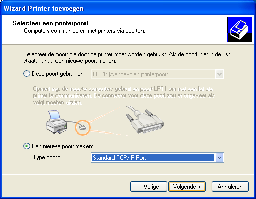 BASISSTAPPEN VOOR HET AFDRUKKEN 12 STAP 3 Postscript-printerstuurprogramma s installeren op gebruikerscomputers voor TCP/IP-afdrukken Via de Windows XP-computer van een gebruiker: 1 Klik op Start en