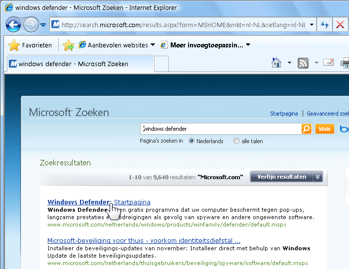 8 Windows Defender Windows Defender downloaden en installeren Windows Defender is een programma van Microsoft dat deel uitmaakt van Windows Vista en Windows 7.