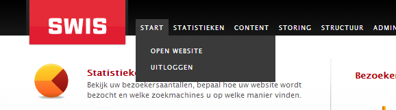 VI. De site beheren voor dummies Wanneer je bent ingelogd in Webbeheer kun je je kiezen voor de optie open website. Klik je op deze optie, dan opent de website in een soort dummie modus.