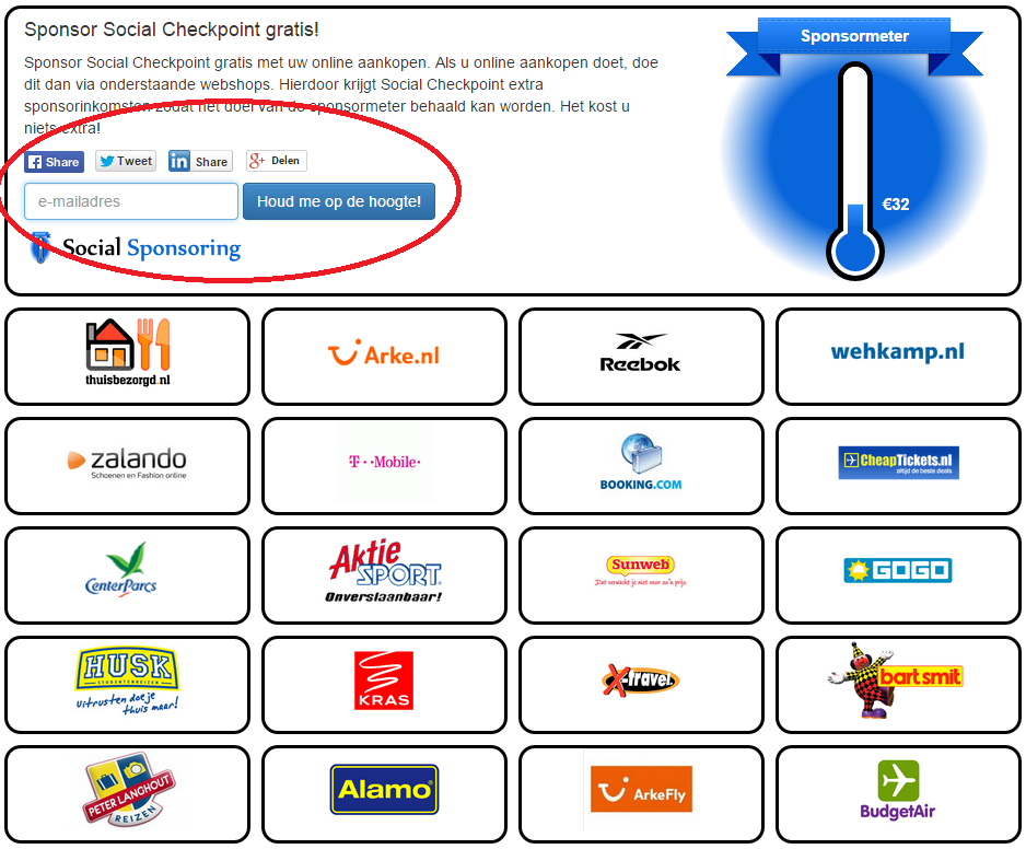 STAP 6.2 MELD LEDEN AAN VOOR DE NIEUWSBRIEF Door leden aan te melden voor de wekelijkse nieuwsbrief worden ze op de hoogte gehouden van de voortgang van de Sponsormeter (afbeelding 5.2).