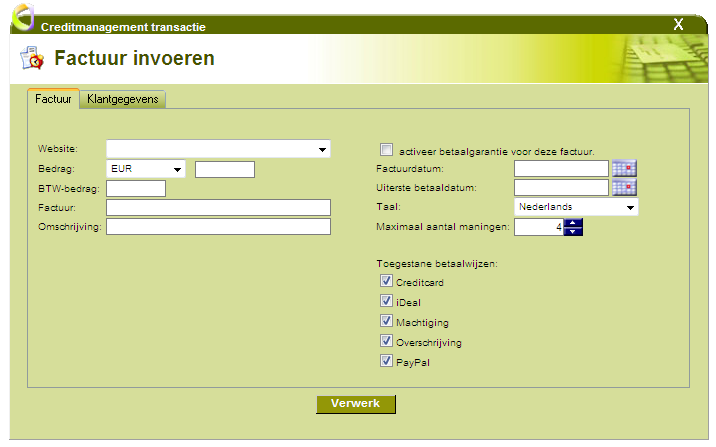 Figuur 2: Factuur invoeren in Callcenter 2 2.