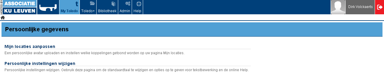 Als je GEBRUIKERSNAAM en WACHTWOORD zijn ingevuld, druk je op Login. Het volgende scherm verschijnt: Dit is je eigen startscherm binnen Toledo.