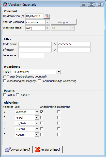 B.a. "Met controle" met een voorraadcorrectie document 1.