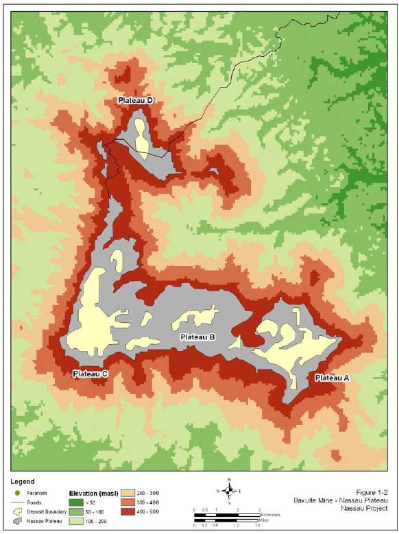 Nassau Plateau beslaat 8.230 ha; mijngebied is 1.