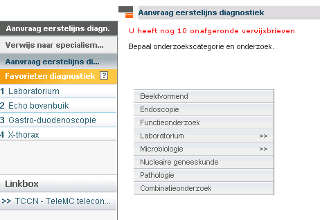 Stap 2. Labordermodule opstarten vanuit uw HIS U kunt het laboratorium aanvraagformulier in ZorgDomein via twee routes openen. Korte route: I.