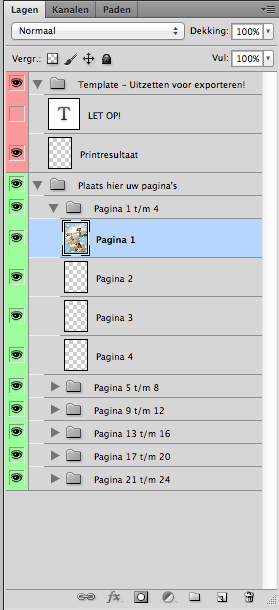 STAP 2: Lagen samenvoegen Wanneer je bijvoorbeeld een pagina heb afgemaakt en je bent tevreden over de opmaak is het van belang dat je de lagen