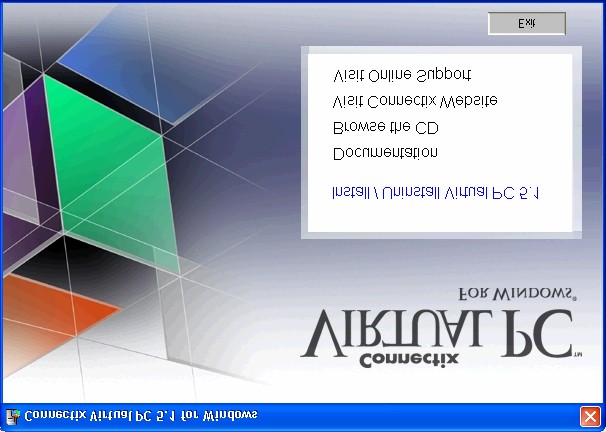 scherm wordt getoond: Kies voor Install / Uninstall Virtual PC 5.