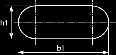 Fig. 3.4-0 Afmetingen van een ovaal kanaal. Tabel 3.4-2b Standaard afmetingen (inwendig), wanddikten en equivalente diameters van verzinkt stalen ovale luchtkanalen. h1 [mm] b1 [mm] D eq.