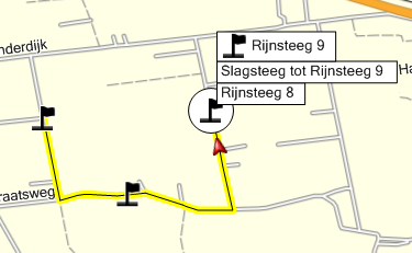 Route verlengen (punten toevoegen) Klik op het startpunt of het eindpunt Route omschrijving