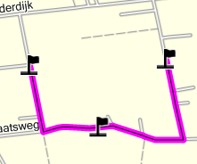 Route verkorten (punten verwijderen) Kies Waypoint uit route verwijderen Route wordt