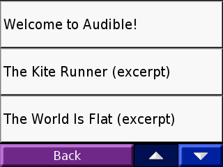 De reisset gebruiken Luisteren naar audioboeken De nüvi bevat verschillende te beluisteren voorbeelden van audioboeken.