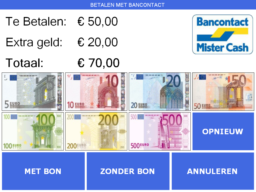 SR.NET - EXTRA GELD MET BANKKAART Indien u in het betaalscherm het betaalmiddel bancontact of kredietkaart kiest heeft u de mogelijkheid om een extra bedrag te kiezen naar keuze van de klant.