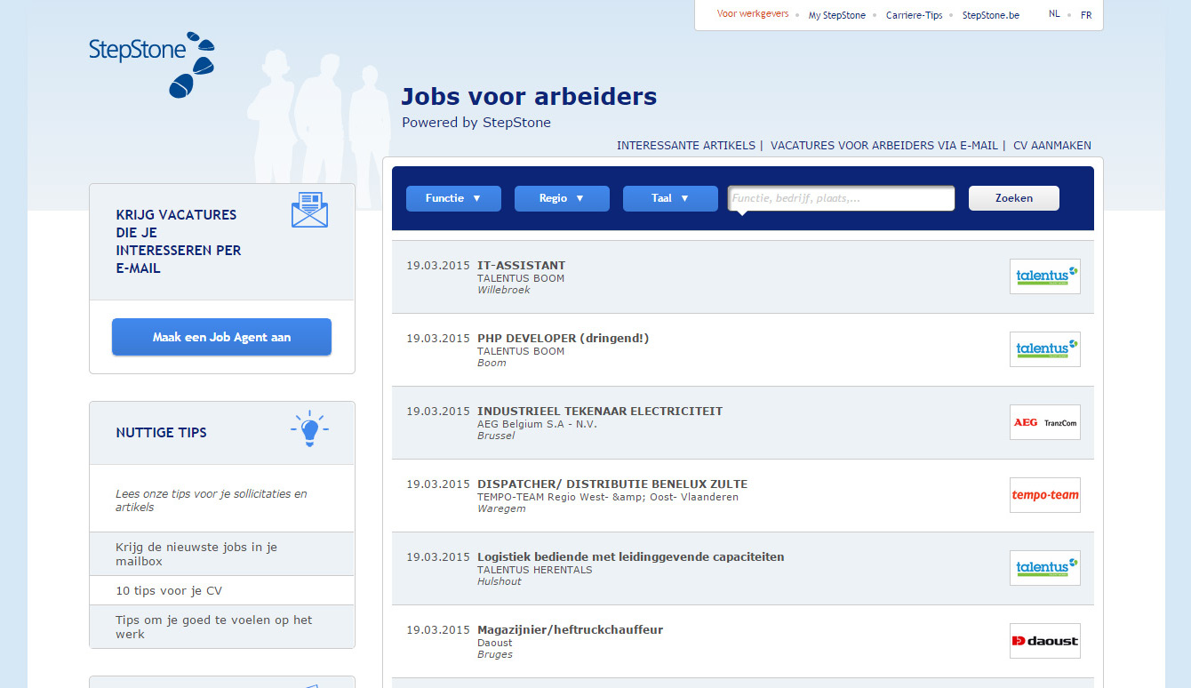 1 StepStone Job Agent De Job Agent is een automatische e-mail service die dagelijks banen op maat stuurt naar StepStone abonnees.
