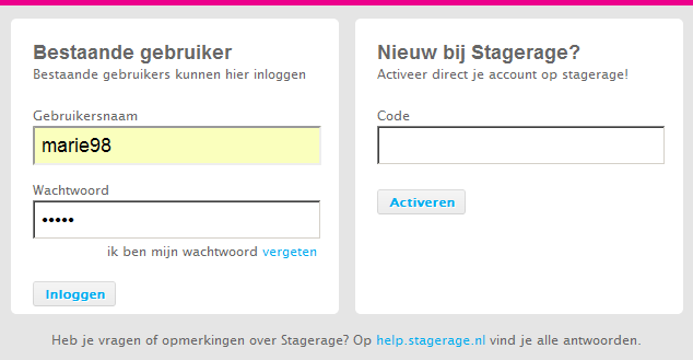 Klik op Inloggen Het kan zijn dat je mag inloggen via de Elektronische Leeromgeving (ELO) van jouw school. Dan heb je alleen één keer je code hoeven te activeren.