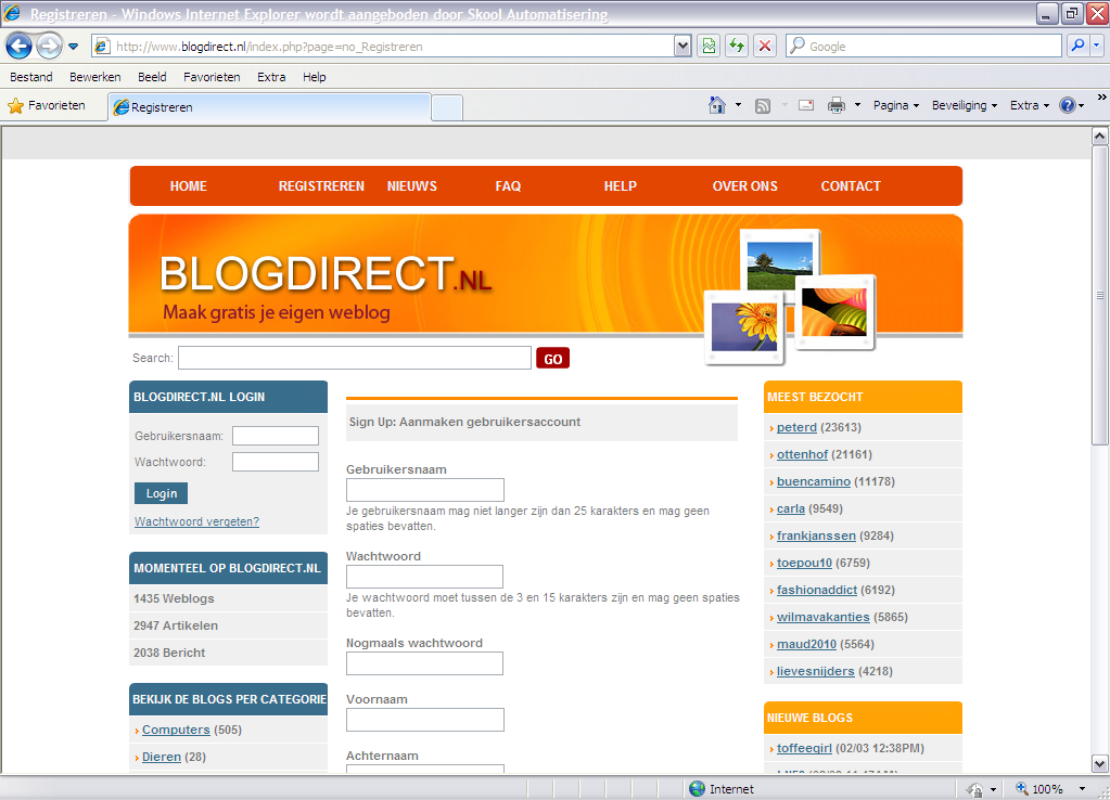 Bloggen met blogdirect H1 Aanmelden en inloggen H1.