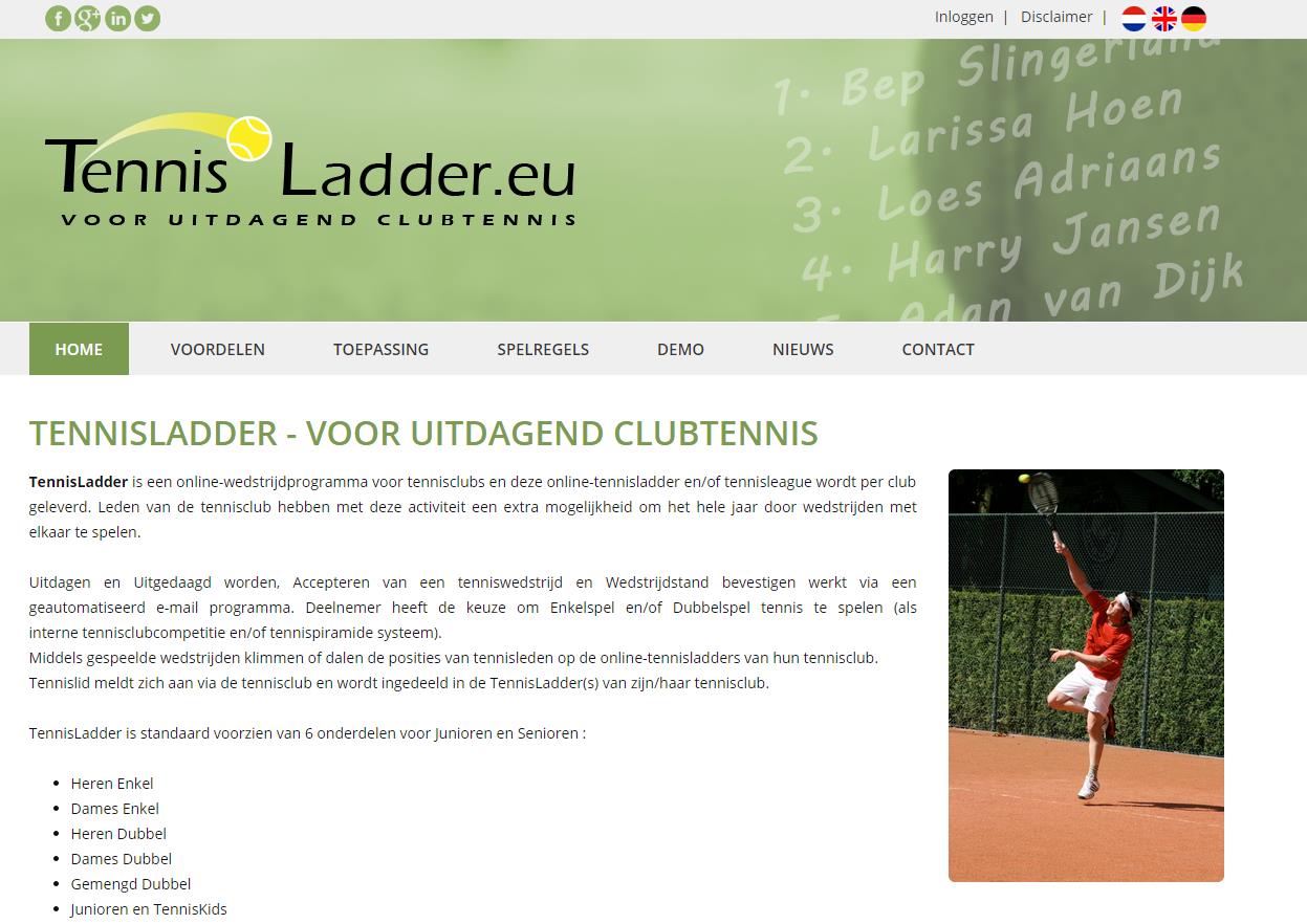 Inloggen Surf naar www.tennisladder.