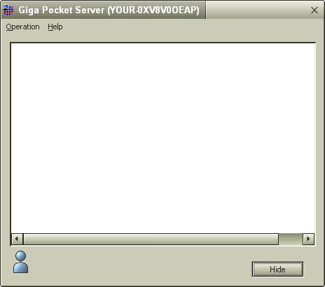 Kabiette uitwissele tusse twee -computers 3 oteer de computeraam die u ziet i de titelbalk va Giga Pocket Server.