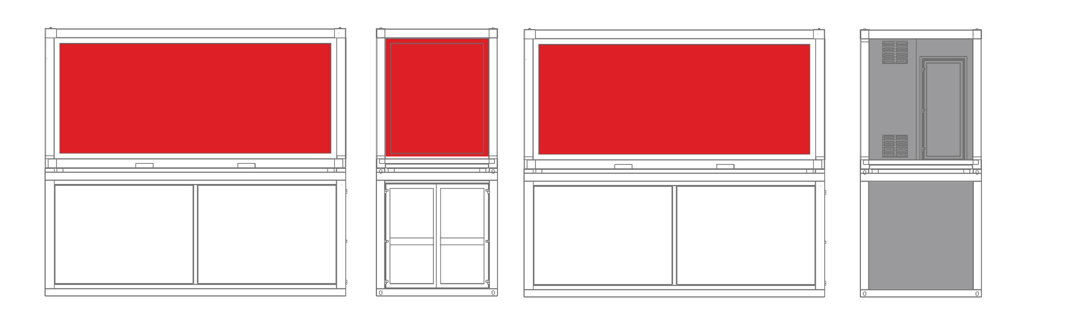 Specificaties Exposurebox Exposurebox A Doeken Nettoformaat Zichtbaarformaat Langezijde 1 554 x 230 cm 546 x 222 cm Kortezijde 2 196 x 230 cm 178 x 222 cm Zijaanzicht Vooraanzicht Zijaanzicht