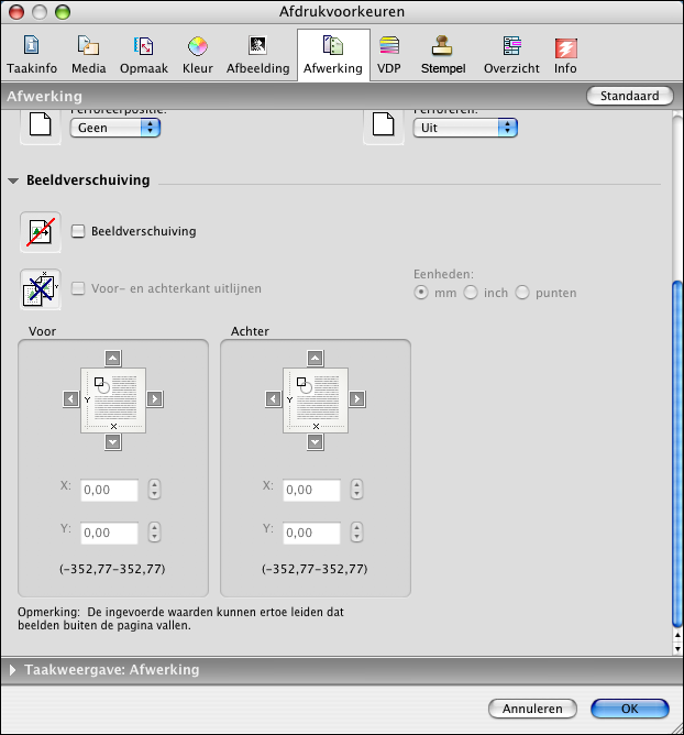 AFDRUKKEN UIT MAC OS X 25 OPMERKING: Als u de instellingen van ColorWise vanaf de EX Print Server wilt weergeven in dit dialoogvenster, moet tweerichtingscommunicatie zijn ingeschakeld.