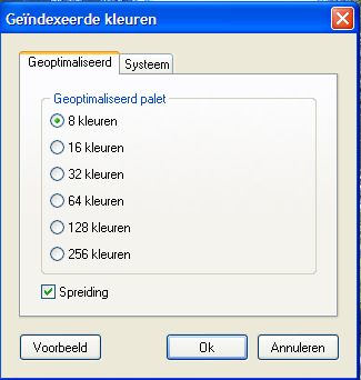 Selecteer het tabblad [Systeem] en daarna een methode voor kleurreductie.