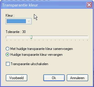 Instelmogelijkheden voor Transparantiekleur 3. Beweeg de muis in de afbeelding om de cursor, die de vorm van een pipet heeft gekregen, zichtbaar te maken.