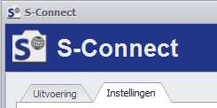 2. Instellingen S-Connect Als u S-Connect voor het eerst opstart, opent het programma direct in de tab Instellingen. Opent u S-Connect een volgende keer, dan kunt u deze tab bovenin zelf activeren.