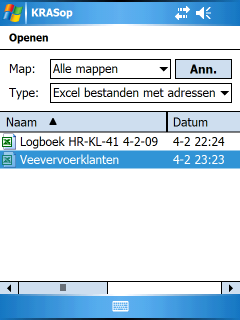 Adressen invoeren uit een Excel-lijst van de PC Dit scherm zult u zien u als U in het startscherm tikt op Kies UBN : U kunt adresgegevens van een UBN met de hand intypen op de PDA.