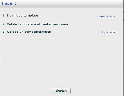 Mijn easyfairs Handleiding voor exposanten Pagina 17 Om meerdere namen tegelijk te registreren, kunt u een ingevuld template uploaden.