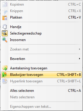 Bladwijzers Binnen Claro Boeklezer kunt u uw eigen bladwijzers aanmaken op ieder willekeurig punt in uw document. Bladwijzers zorgen ervoor dat u snel kunt navigeren door uw document.