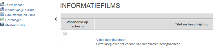 3.6. Mediacenter Het laatste onderdeel op de Studentenpagina is het mediacenter. Hier kan je docent nuttige en interessante video s plaatsen.
