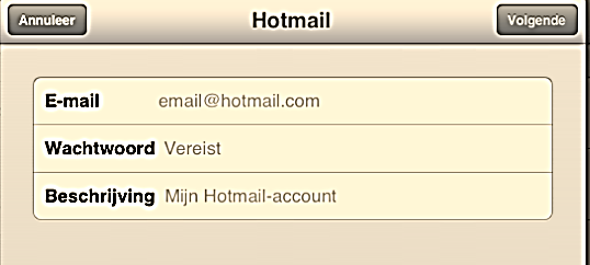 8. E-Mailen op de IPad Het is, nadat u de internet verbinding tot stand heeft gebracht, ook mogelijk om uw e-mail te raadplegen op uw ipad.