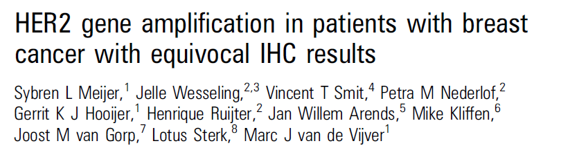 CISH results of 533 IHC 2+ breast cancers 100 % of total patient population 75 50