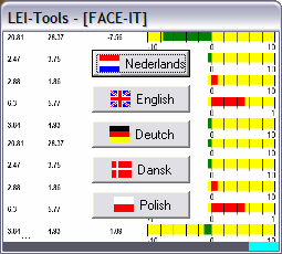 Face-IT opstarten Na het starten van PFaceIT.exe kan worden gekozen uit verschillende talen voor zover deze zijn meegeleverd met de installatie. De Tools worden standaard in het Engels geschreven.