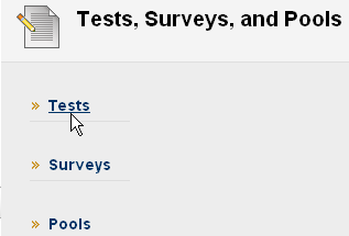 Handleiding Nestor 204 Toets- of enquête m.b.v. een pool samenstellen Klik in het Control Panel op Course Tools en daarna op Tests, Surveys and Pools.