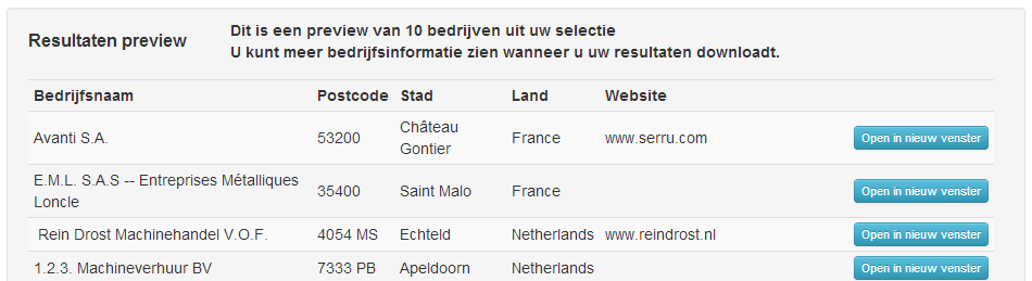 3. Download uw selectie U kunt een voorbeeld van uw selectie bekijken in de Resultaten Preview. Wanneer u tevreden bent met uw selectie klikt u op de oranje download-button.