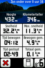 Extra hulpprogramma s Satellietlocaties Dashboard Hoogte Satellietsterkte Satellietpagina De groene balken geven de GPSsatellietsterkte aan.