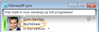 Mensen laten weten wat u aan het doen bent De communicatiesoftware Microsoft Lync stelt automatisch uw aanwezigheid in op basis van uw huidige activiteit.