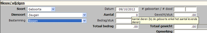 VEEBEHEER Bij het invullen van geboortes geven