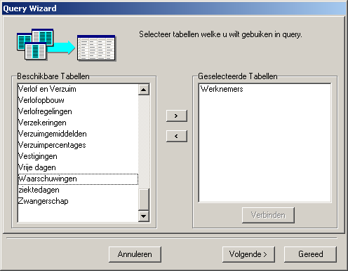 Etiketten maken 14 Voor het voorbeeld gebruiken we de Query Wizard.