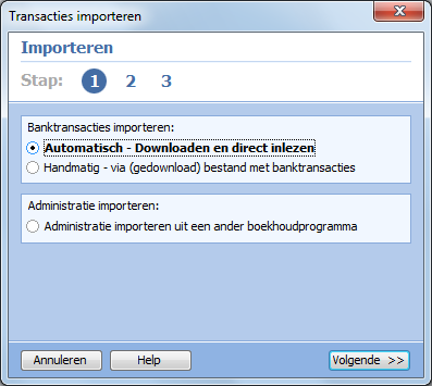 1 Importeren In dit hoofdstuk wordt uitgelegd hoe u een banktransactie kunt importeren (inlezen) in Cashflow. Er worden meerdere manieren van import toegelicht. 1.