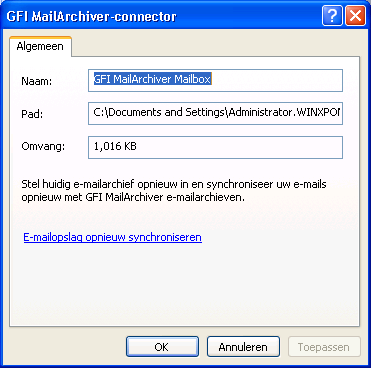 3.2 Database-instellingen GFI MailArchiver Outlook Connector slaat de volgende gegevens op in een lokale database: E-mail headers van alle e-mails binnen de GFI MailArchiver e- mailarchieven E-mails