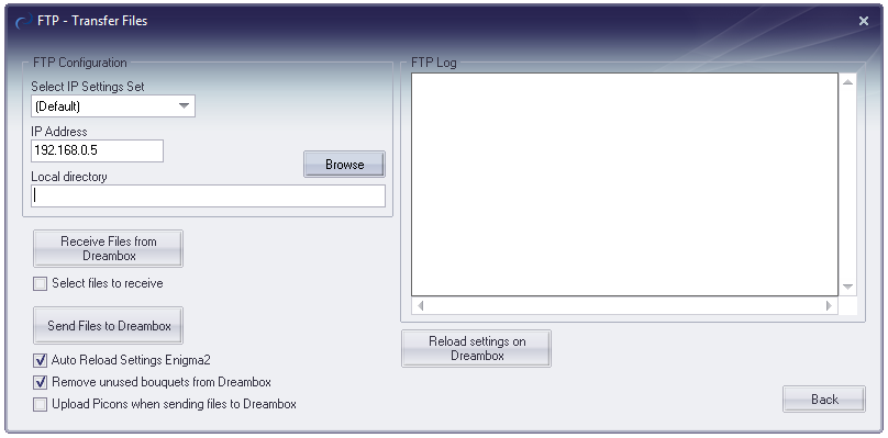 Stap 4: File-set overzetten naar de Dreambox Als u weer terugbent op het beginscherm, klik dan op deze pictogram: (Transfer File-set between