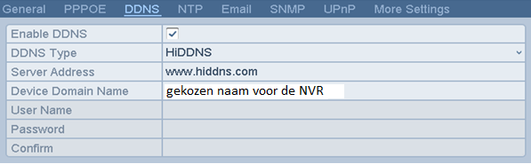 Let op: aangezien sommige internetproviders de poorten 80, 554 en 443 blokkeren, dienen deze te worden aangepast (vb. 2080, 2554, 2443).