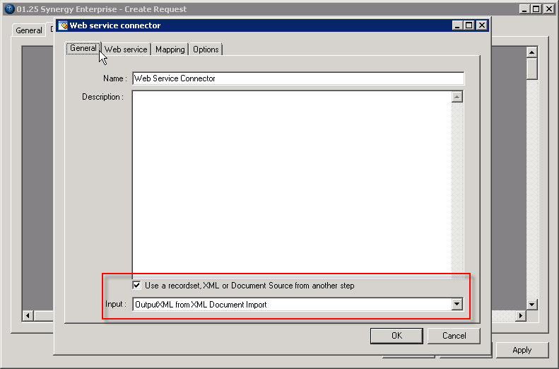 3.2 Web Service Connector We gaan de Web Service Connector step aanmaken: Rechts-klik in het design venster en selecteer New->Execute->Web Service Connector Selecteer in de tab General Use a