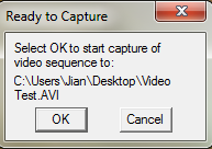 Klik op Capture ---- Start Capture en het onderstaande scherm zal verschijnen: Click op OK om de opname te starten en klik op Capture ---- Stop Capture na het beëindigen van de opname.