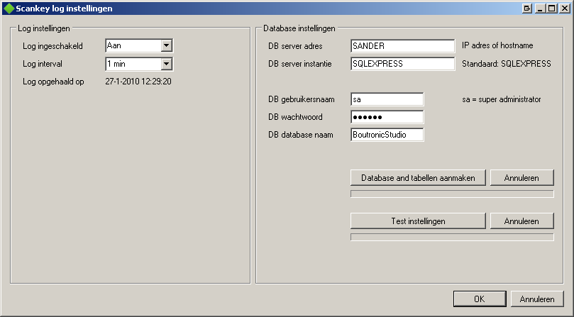 BoutronicStudio installeren Installeer een nieuwe installatie of upgrade de huidige BoutronicStudio. De log optie is beschikbaar vanaf versie 1.1a. Na de installatie moet de log optie aangezet worden.