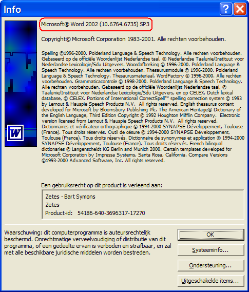PROBLEMEN OPLOSSEN GEBRUIK IK DE GOEDE VERSIE VAN MICROSOFT OFFICE? Je kan eenvoudig controleren welke versie van Microsoft office je hebt door in het Help menu de optie Info te kiezen.
