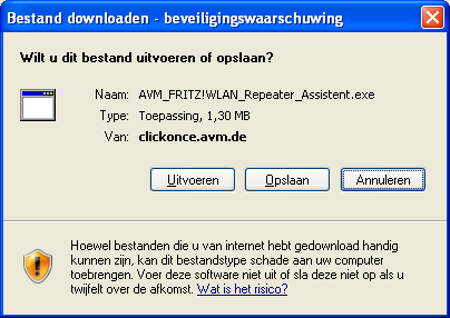 Na het succesvol verbinden verschijnt op de repeater de [WLAN-veldsterkte] Uw FRITZ!Box en de repeater zijn nu succesvol gekoppeld. B. Uw repeater instellen via de instellingsassistent De FRITZ!