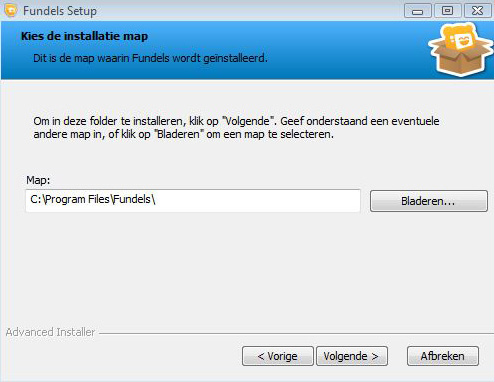 Bevestig deze door op volgende te klikken. 5 Nu is alles klaar om de Fundels-applicatie te installeren. Klik op installeren.